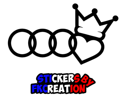 Sticker audi coeur couronne