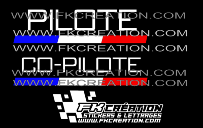 Kit lettrage pilote co-pilote rallye version 4