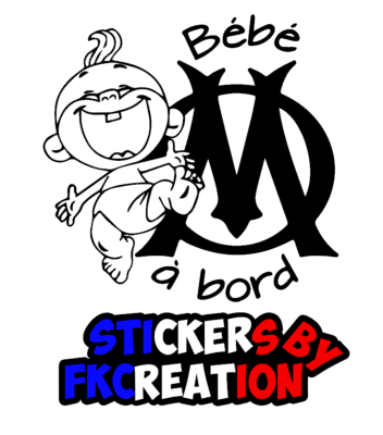 Sticker Bébé à bord Garçon OM marseille V2