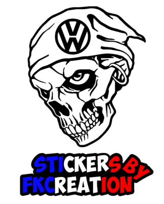 Sticker skull bandana vw volkswagen