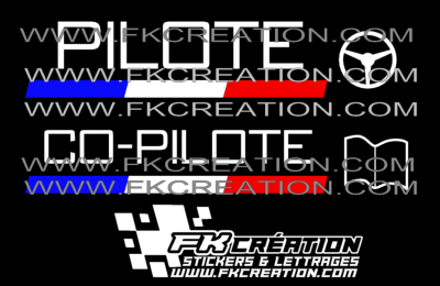 Kit lettrage pilote co-pilote rallye version 3