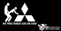 Sticker No free ride gas or ass Mitsubishi